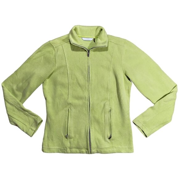 Y2K Lime Green Zip Up Cardigan Sweater Lady Hathaway Size Small - Picture 3 of 6